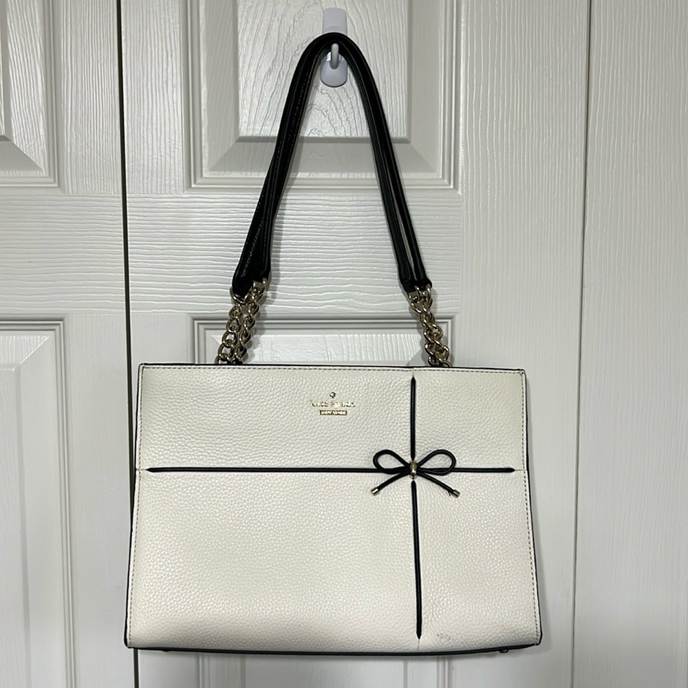 Kate Spade White Purse Black Straps